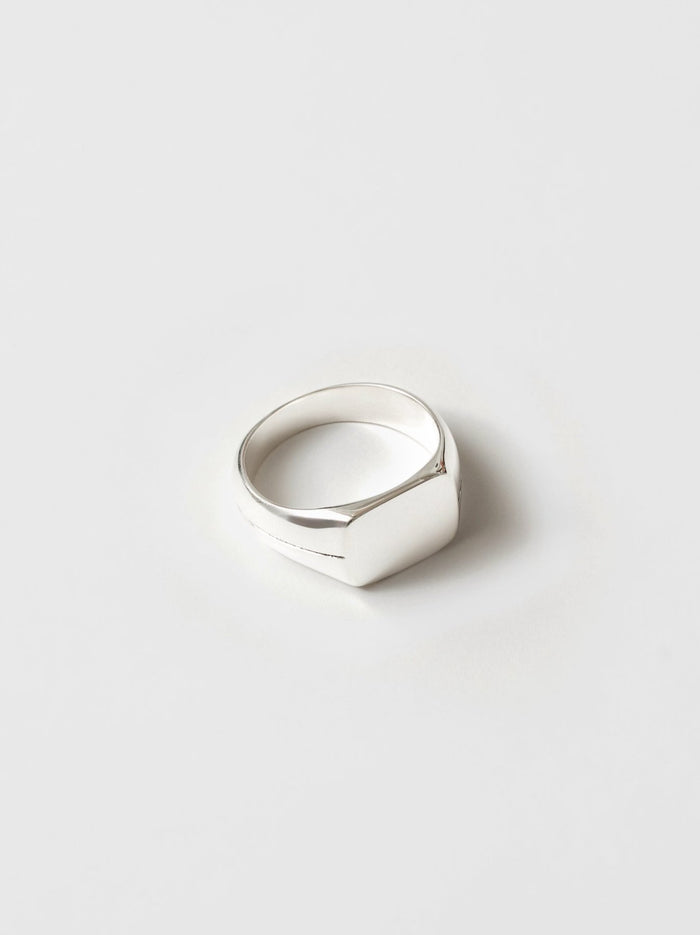 Wolf Circus Unisex Men's Signet Ring Sterling Silver | Recycled Materials | Gino Signet Ring in Sterling Silver-Rings-wolfcircus.com