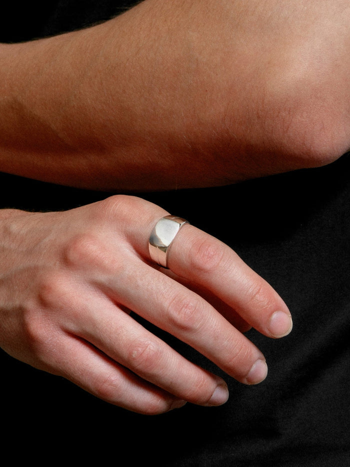 Wolf Circus Unisex Men's Signet Ring Sterling Silver | Recycled Materials | Gino Signet Ring in Sterling Silver-Rings-wolfcircus.com