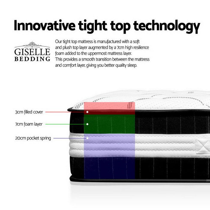 Giselle Bedding 30cm Mattress Medium Firm Queen -Home Living Store - -