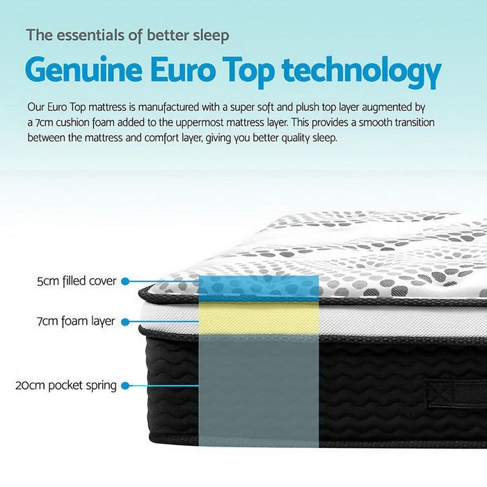 Giselle Bedding 32cm Mattress Euro Top King Single -Home Living Store - -