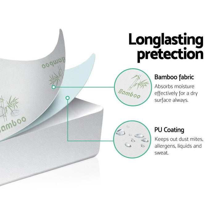 Giselle Bedding Mattress Protector Bamboo Single -Home Living Store - -