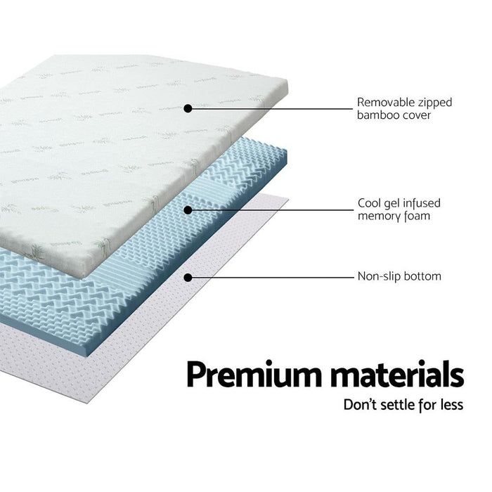 Giselle Bedding Memory Foam Mattress Topper 7-Zone 5cm King -Home Living Store - -