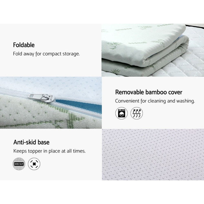 Giselle Bedding Memory Foam Mattress Topper 7-Zone 5cm King -Home Living Store - -