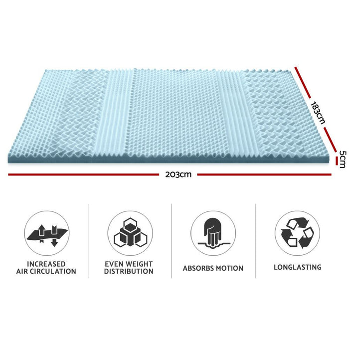 Giselle Bedding Memory Foam Mattress Topper 7-Zone 5cm King -Home Living Store - -