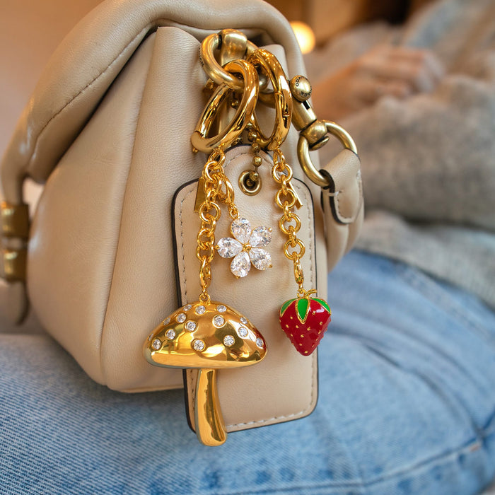 Golden Mushroom Bag Charm
