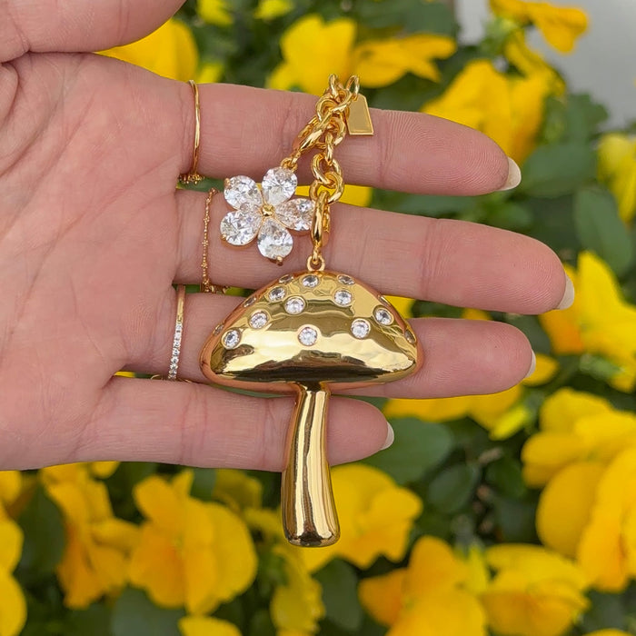 Golden Mushroom Bag Charm
