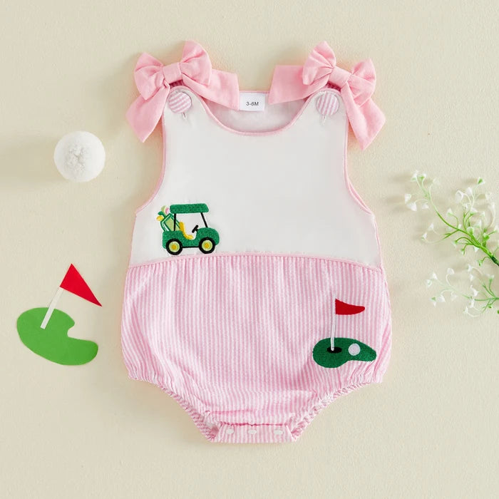 GOLF CART Pink Bowtie Onesie