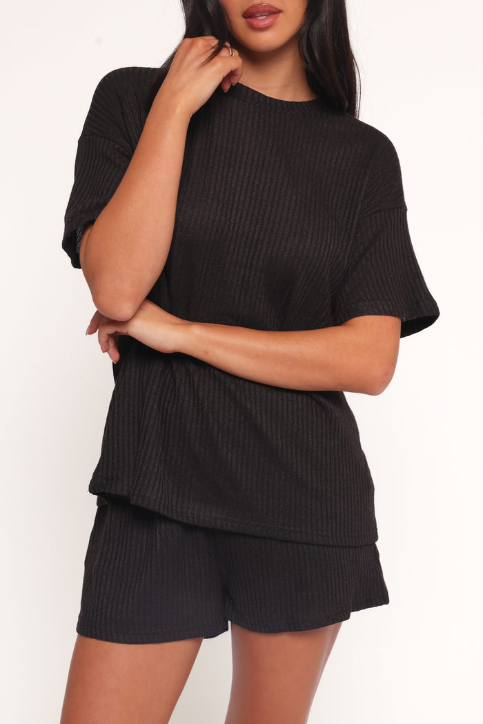 Petal and Pup USA SETS Granger Knit Short Set - Black