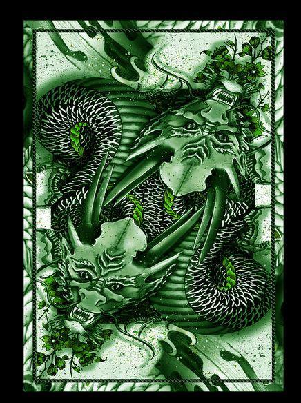 Green Dragon Playing Cards Playing Cards by RarePlayingCards.com