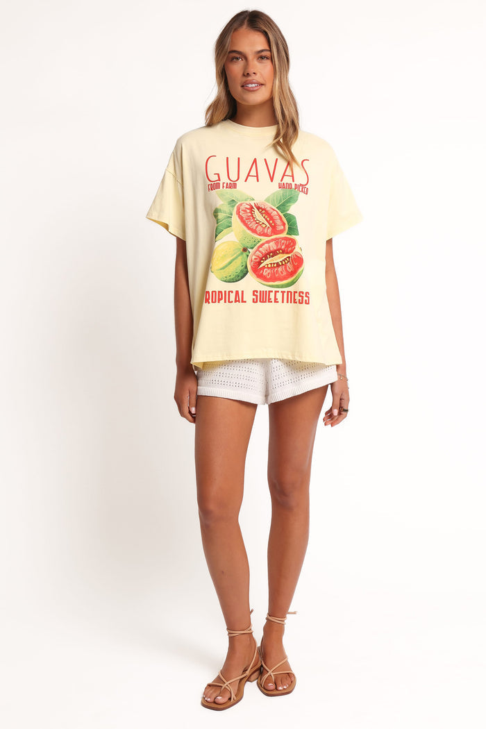 Petal and Pup USA TOPS Guavas Graphic Tee - Pale Yellow