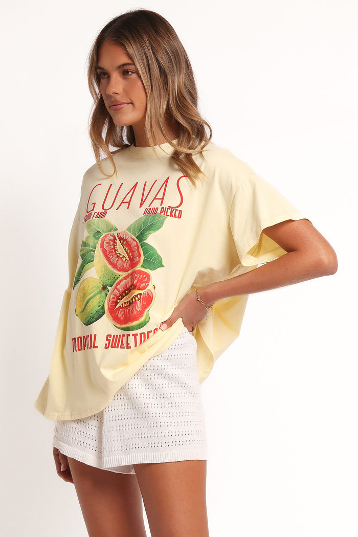 Petal and Pup USA TOPS Guavas Graphic Tee - Pale Yellow