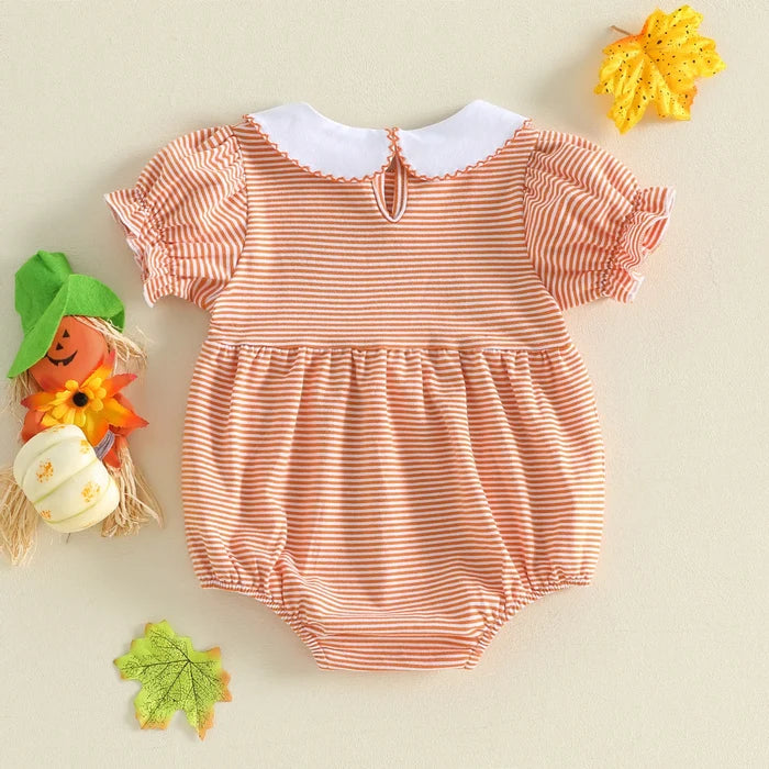 HALLOWEEN Striped Collared Romper