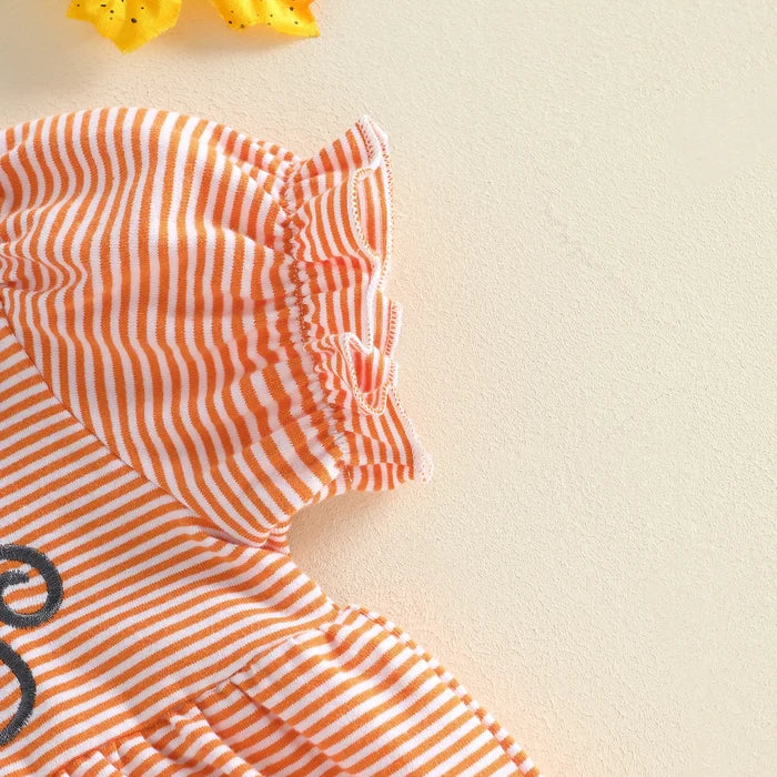 HALLOWEEN Striped Collared Romper