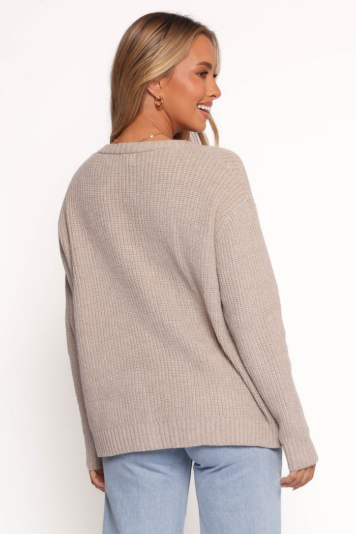 Petal and Pup USA KNITWEAR Hammond Tie Up Cardigan - Taupe