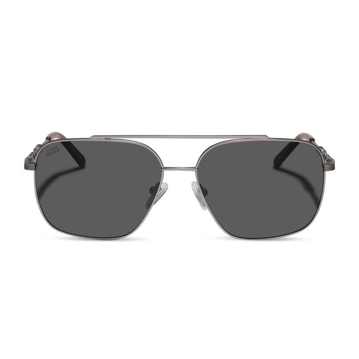 star wars x diff eyewear featuring the han solo™ 2.0 aviator prescription sunglasses with a brushed dark grey metal frame front view