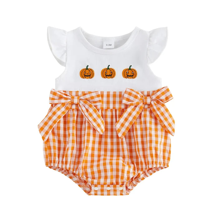HAPPY PUMPKINS Checkered Romper