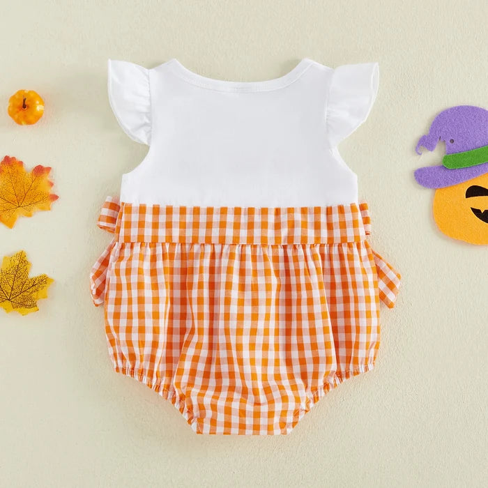 HAPPY PUMPKINS Checkered Romper
