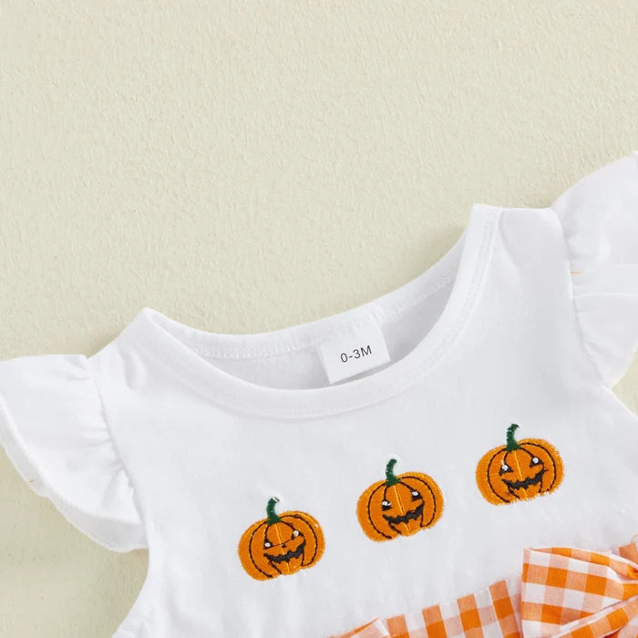 HAPPY PUMPKINS Checkered Romper
