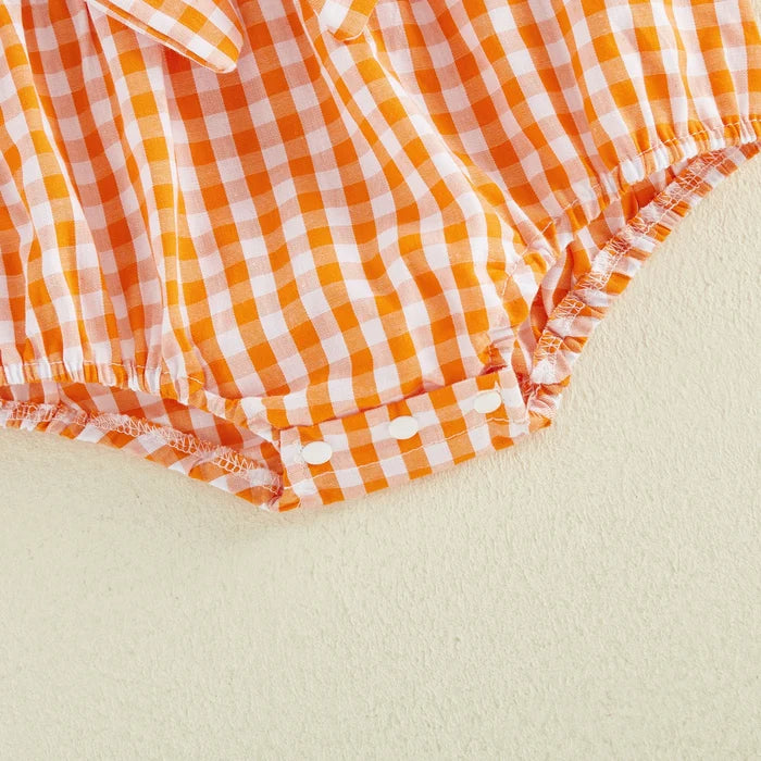 HAPPY PUMPKINS Checkered Romper
