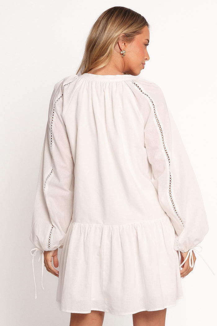 Petal and Pup USA DRESSES Hart Long Sleeve Mini Dress - White