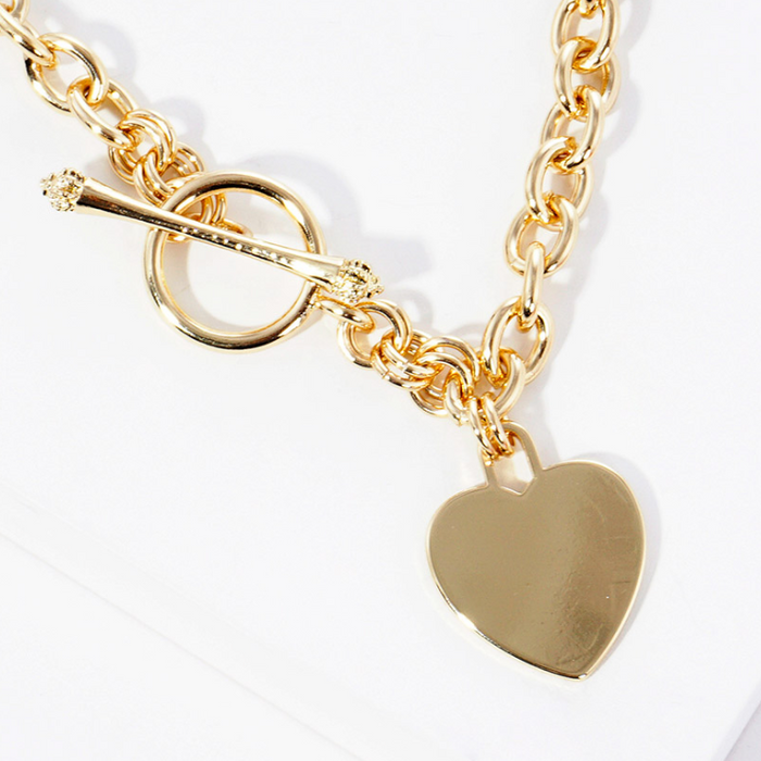 Heart Pendant with Toggle Clasp - Gold