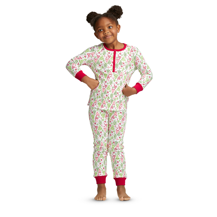 Hearts & Pines Holiday PJs for Little Girls