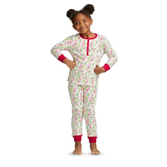 Hearts & Pines Holiday PJs for Little Girls
