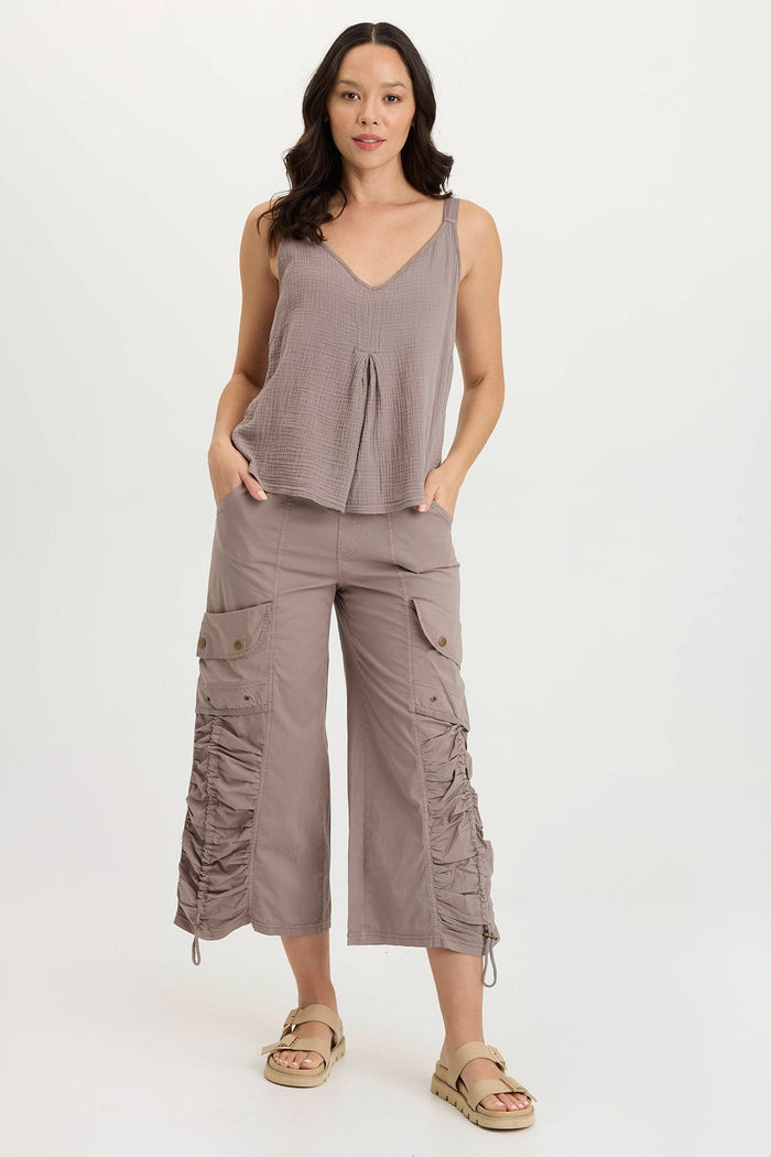 XCVI Hedley Gauze/Jersey Box Pleat Tank
