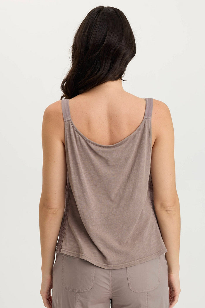 XCVI Hedley Gauze/Jersey Box Pleat Tank