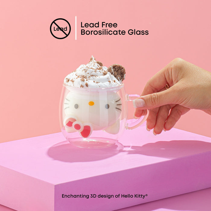 Hello Kitty 3D Double Wall Espresso Glass Home Goods JoyJolt