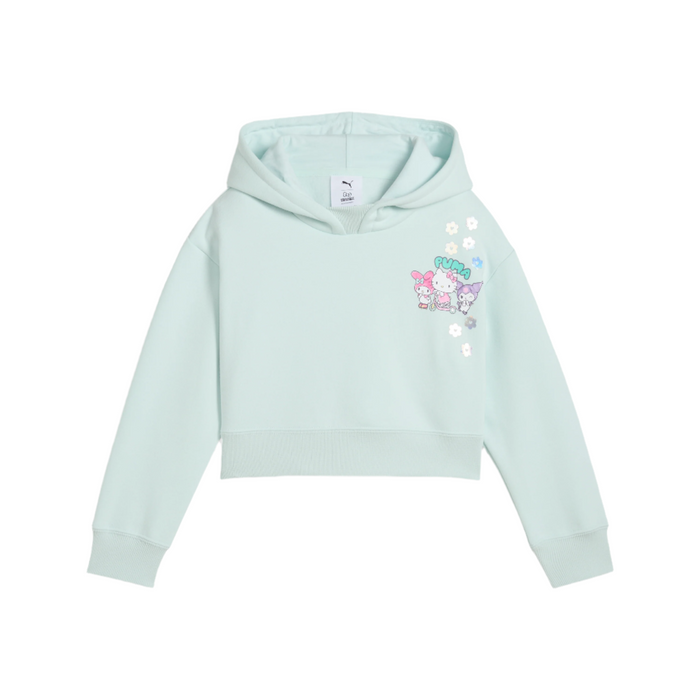 Hello Kitty and Friends x PUMA Kids Relaxed Cropped Graphic Hoodie (Peaceful Blue) Apparel PUMA