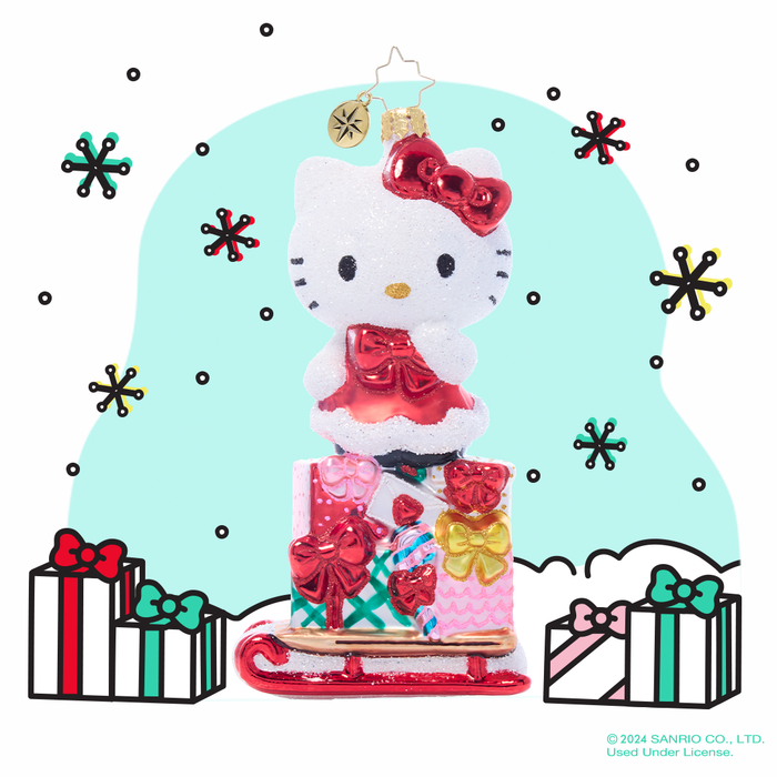 Hello Kitty x Christopher Radko Handmade Glass Ornament (Happy Holidays) Seasonal RAUCH BRANDS