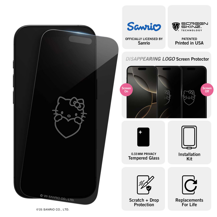 Hello Kitty x Screen Skinz Hands Heart Privacy Screen Protector Screen Skinz