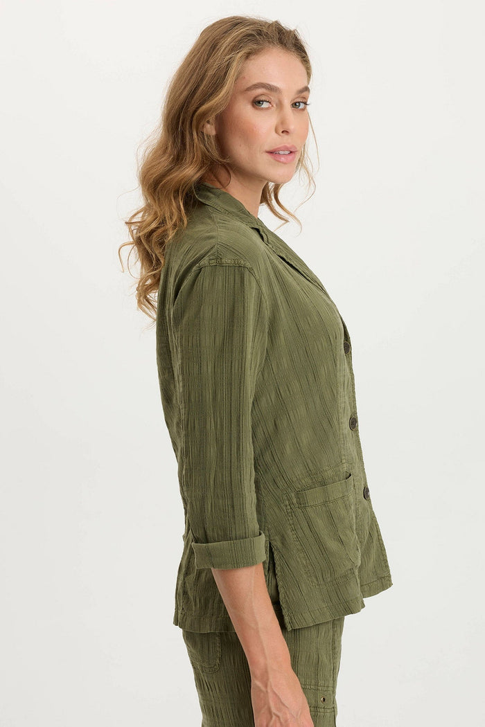 XCVI Hendrix Textured Gauze 3/4-Sleeve Button-Up Jacket