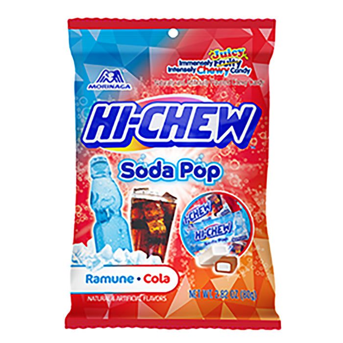 Hi Chew Ramune Cola Soda Pop Chewy Candy Peg Bag - 6 Count