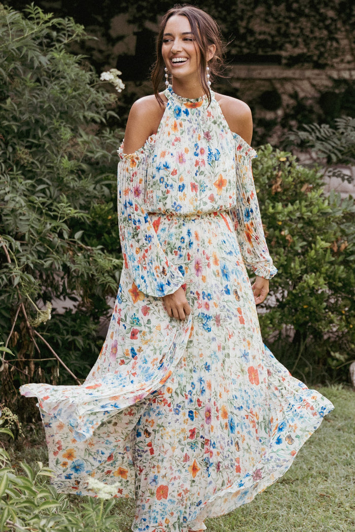 Petal and Pup USA DRESSES Hilary Pleated Maxi Dress - Garden Floral