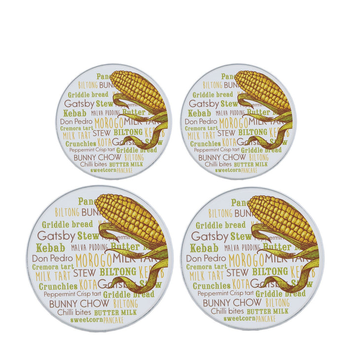 Hillhouse Stove Burner Covers 4 Piece - White With Colourful Words