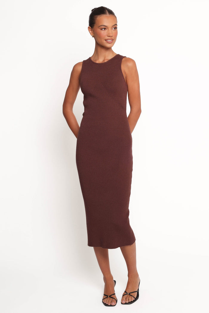 Petal and Pup USA DRESSES Hollis Midi Dress - Chocolate