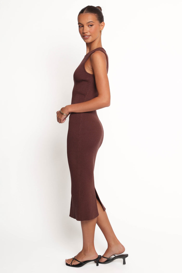 Petal and Pup USA DRESSES Hollis Midi Dress - Chocolate