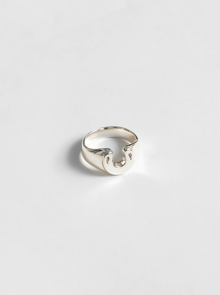 Wolf Circus Unisex Men's Horseshoe Ring in Sterling Silver | Horseshoe Shaped Signet | Recycled Materials-Rings-wolfcircus.com