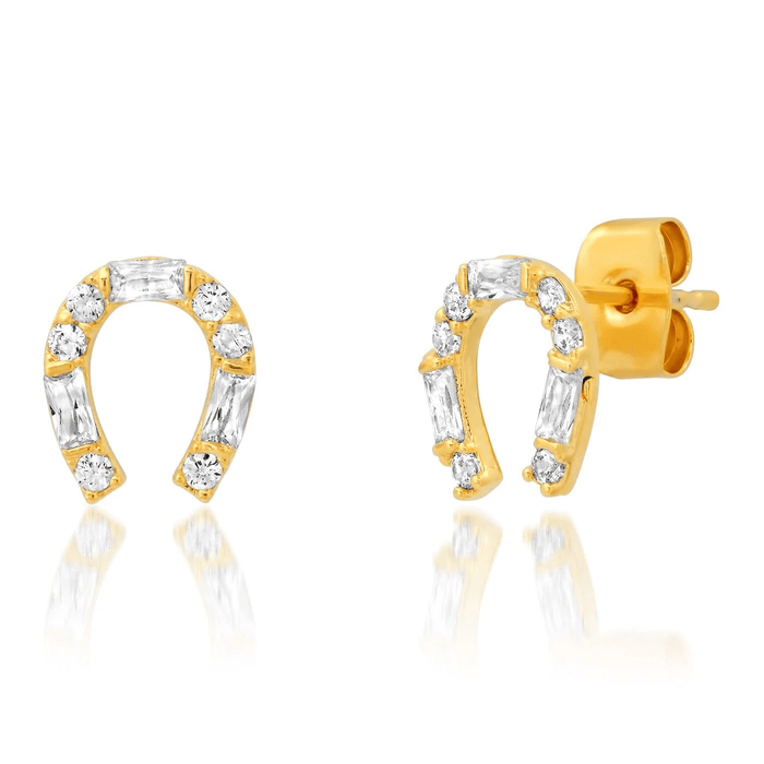 Horseshoe Studs #TE-3658 Gold