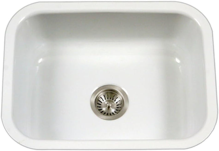 Houzer Porcelain Enamel Stainless Steel Porcela Series Undermount Single Bowl Kitchen Sink