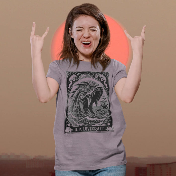 HP Lovecraft, Dagon & The Deep Ones | Ancient Supernatural God | Sea Monster Horror Graphic Art T-Shirt