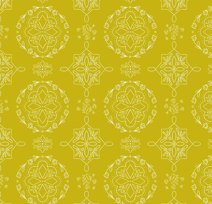 Hummingbirds Quilt Backing 1 (Citron)