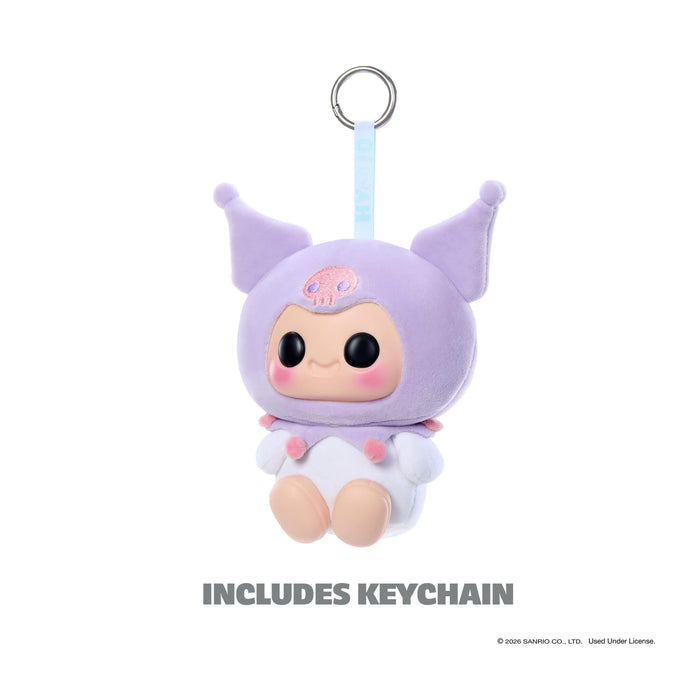 Plush toy with keychain attachment on a white background