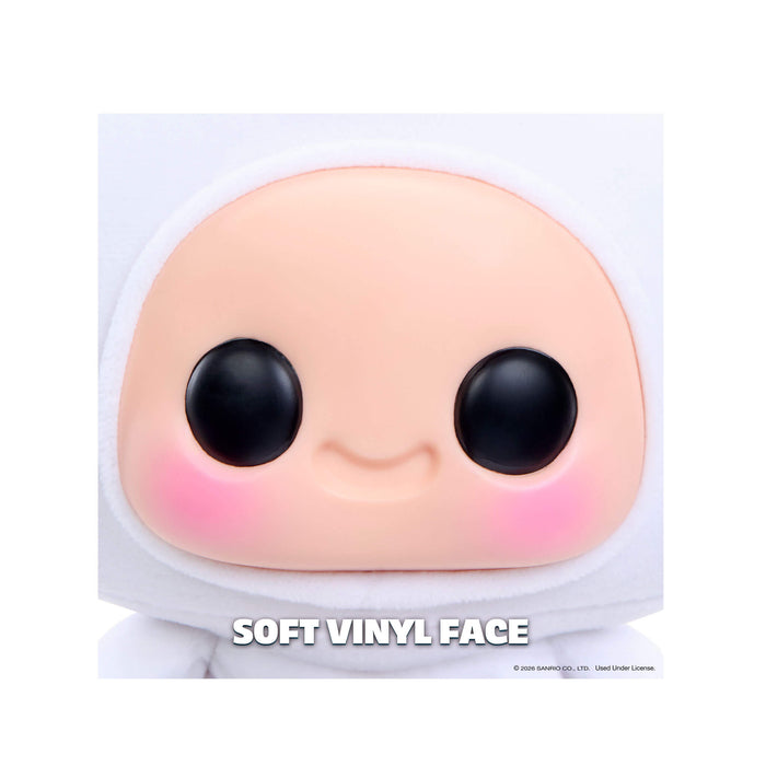 Close-up of a soft vinyl face product with a white background