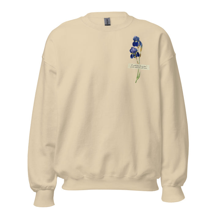 I Would Love to See Your Words Catch Fire with Mine Sweatshirt - The Bean Workshop - Book Lover Gift, Bookish Sweatshirt, Cozy Aesthetic, Dark Academia, Divine Rivals, Divine Rivals sweatshirt, Iris Winnow, Letters of Enchantment, Letters of Enchantment book merch, Reader Apparel., Rebecca Ross, Rebecca Ross cozy sweater, Roman Kitt, Romantic fantasy apparel for readers, sweatshirt, Vintage Floral, Words catch fire quote