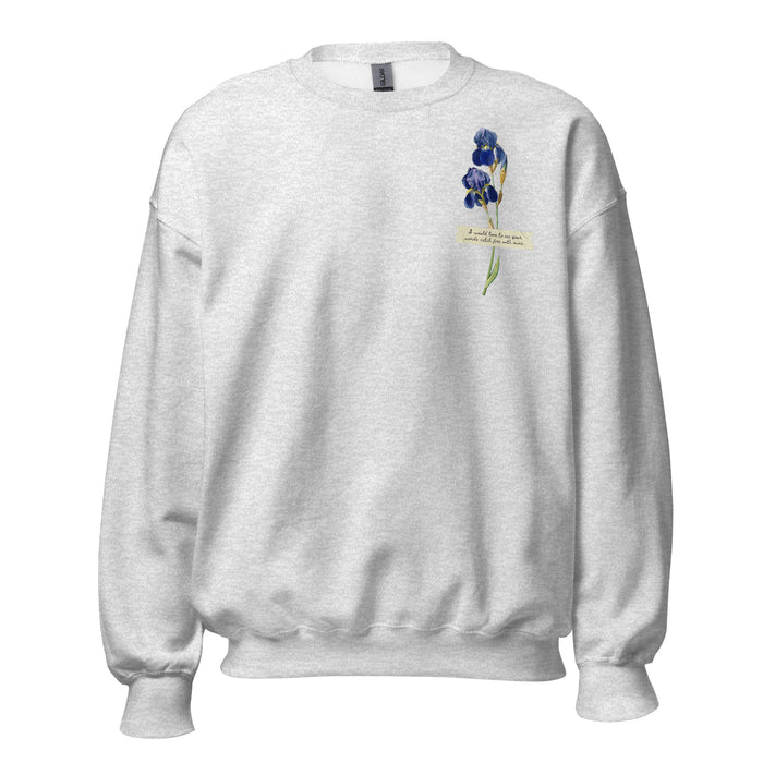 I Would Love to See Your Words Catch Fire with Mine Sweatshirt - The Bean Workshop - Book Lover Gift, Bookish Sweatshirt, Cozy Aesthetic, Dark Academia, Divine Rivals, Divine Rivals sweatshirt, Iris Winnow, Letters of Enchantment, Letters of Enchantment book merch, Reader Apparel., Rebecca Ross, Rebecca Ross cozy sweater, Roman Kitt, Romantic fantasy apparel for readers, sweatshirt, Vintage Floral, Words catch fire quote