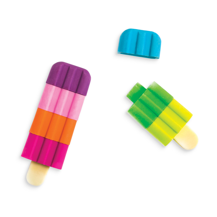 2 Icy Pop pencil erasers with mix and match colors