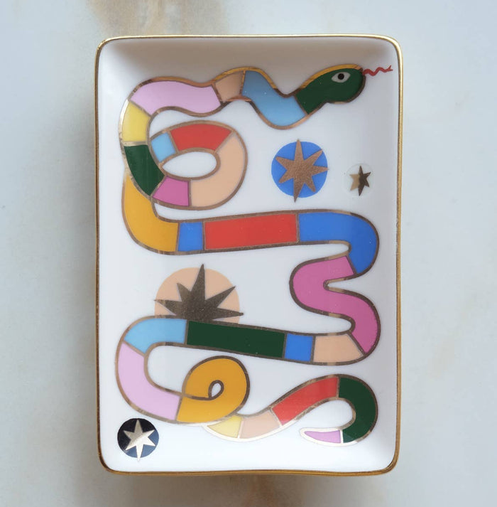 Idlewild Co. Porcelain Trinket Dish - Rainbow Snake